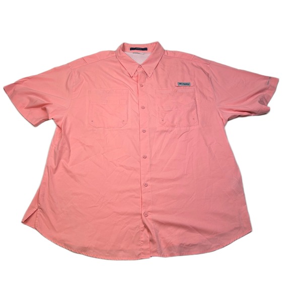 Columbia‎ Tamiami PFG Shirt Mens 2XL Peach Omni-Shade Short Sleeve Fishing - Picture 1 of 10